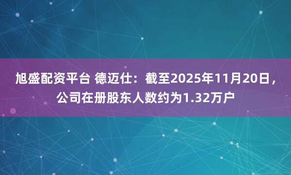 旭盛配资平台 德迈仕：截至2025年11月20日，公司在册股东人数约为1.32万户